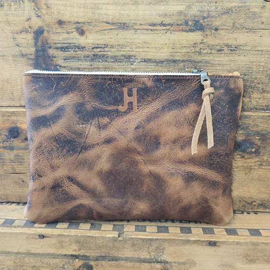Medium Cowhide Catchall (Caramel)