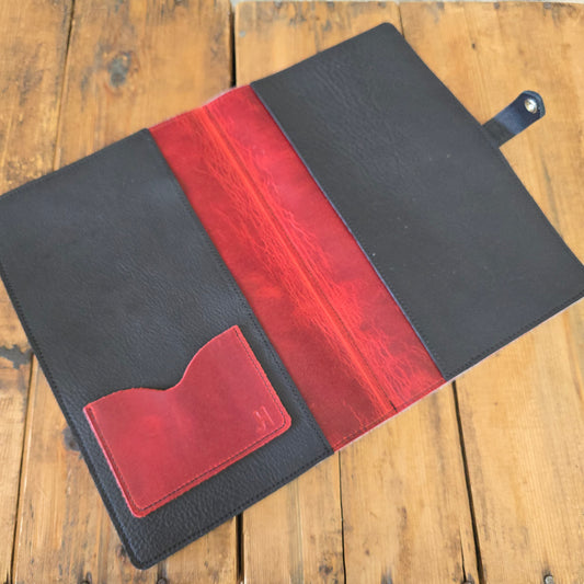 Cowhide Notebook Cover (Charger Red/Black)
