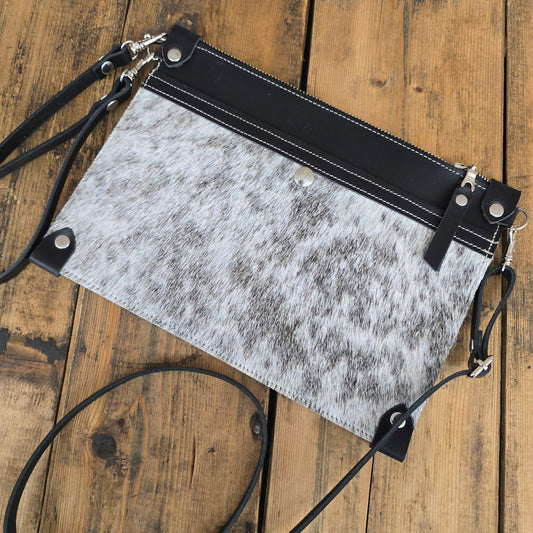 Cowhide Uptown Clutch (Charcoal)