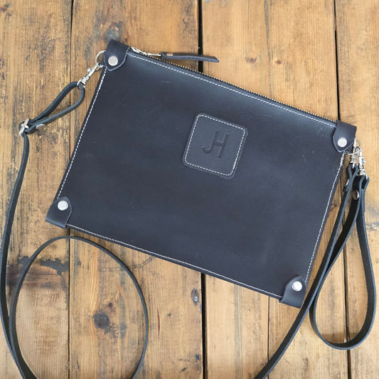 Cowhide Uptown Clutch (Charcoal)