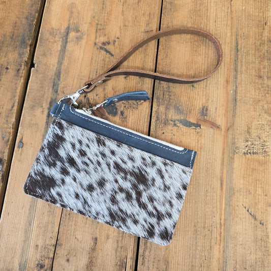 Cowhide Modesto Clutch (Rare Finds Blue)