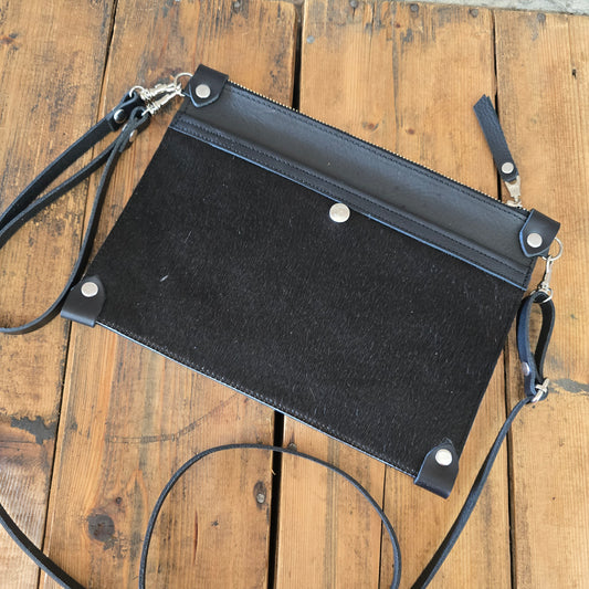 Cowhide Uptown Clutch (Black)