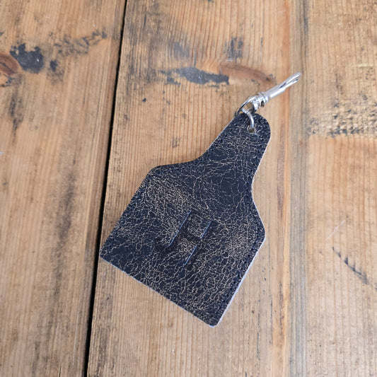 Ear Tag Charm (Black + Tan)