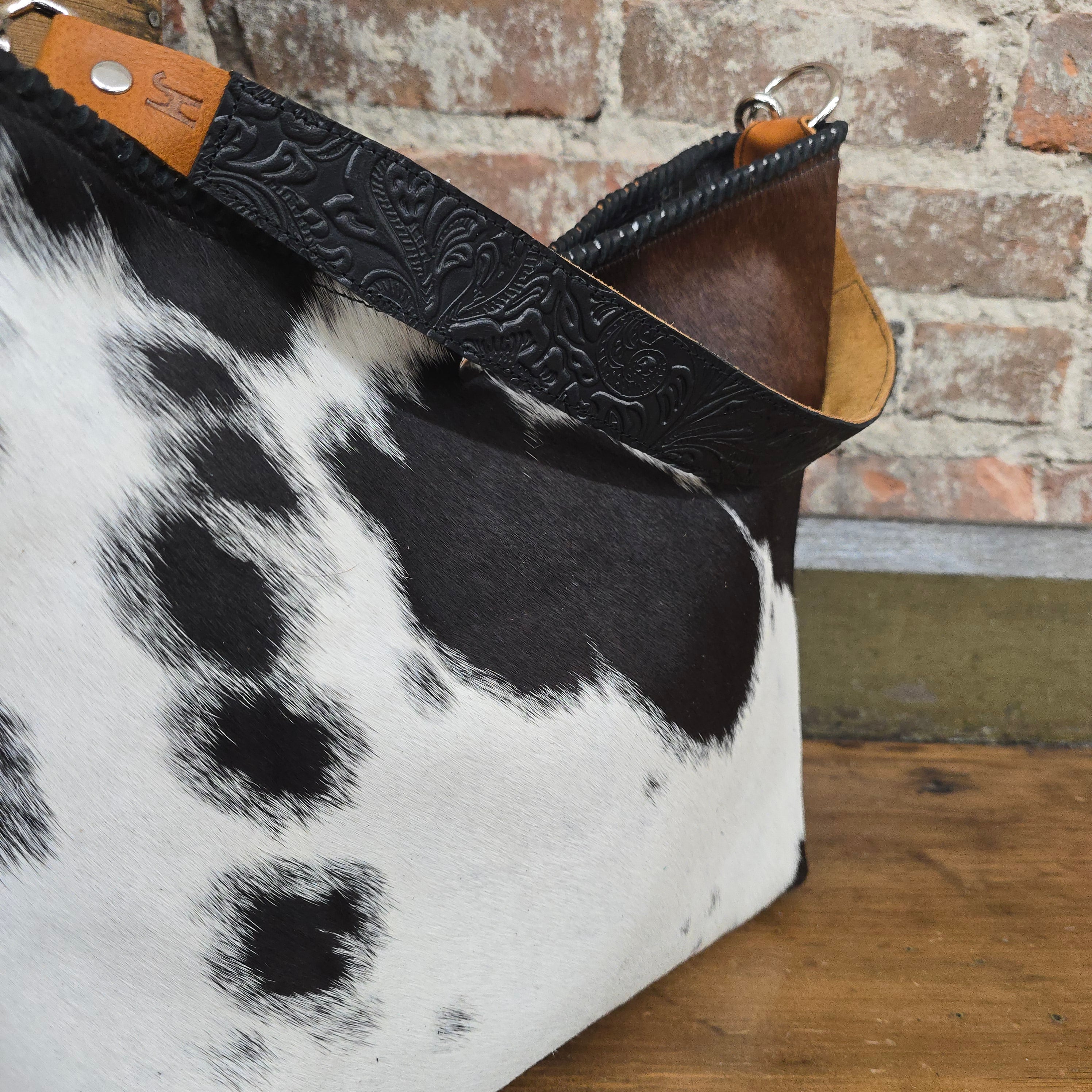 Italian leather and cowhide fringe shoulder bag by Jill's Homestead