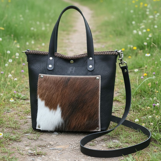 Shorty Tote (Pebbled Black/Chestnut) JH09384