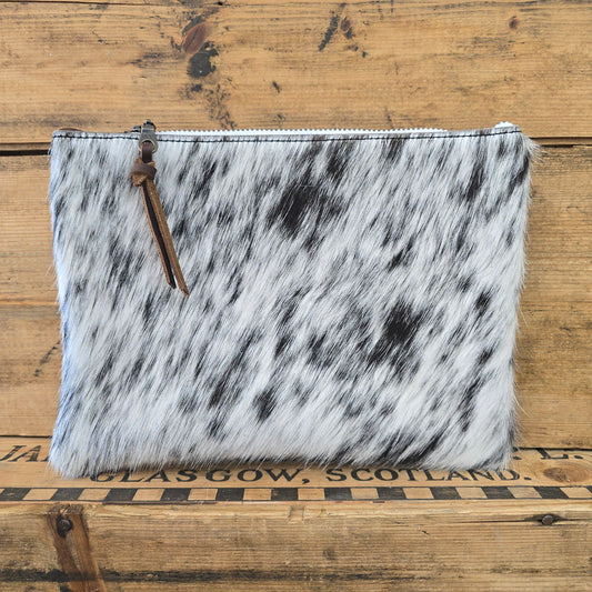 Medium Cowhide Catchall (Teal + Rose Gold Emboss)