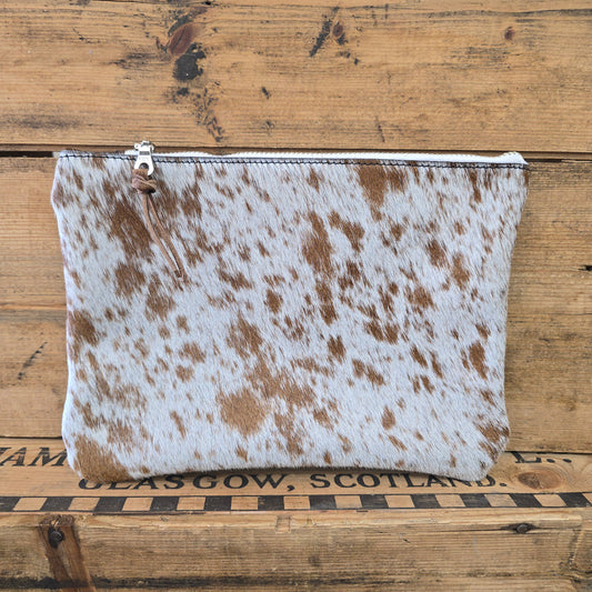 Medium Cowhide Catchall (Teal + Rose Gold Emboss)