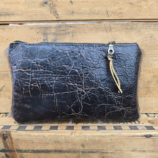 Small Cowhide Catchall (Dark Chocolate Crackle)