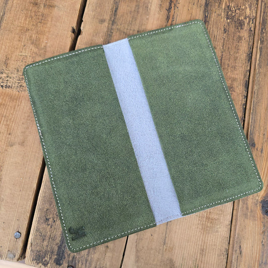 Cowhide Checkbook Cover (Green Suede)