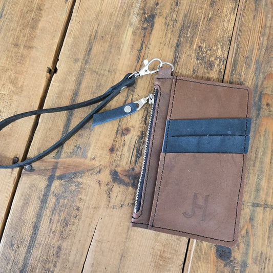 Cowhide Modesto Clutch (Rare Finds Brown + Blue)