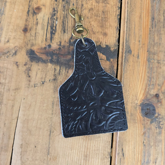 Ear Tag Charm (Embossed Charcoal)