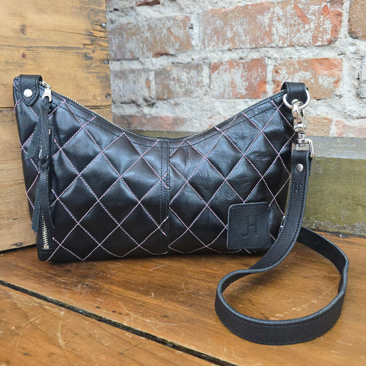 Tapadero - Quilted Black + Pink Stitching