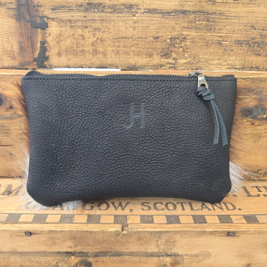 Small Cowhide Catchall (Pebbled Black)