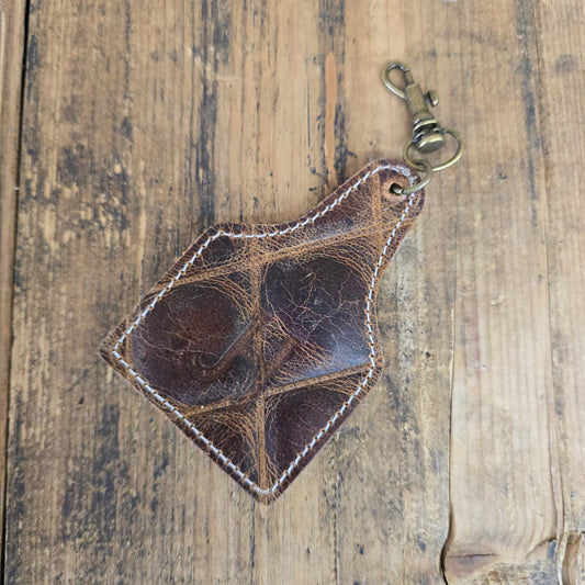 Ear Tag Charm (Quilted Caramel)