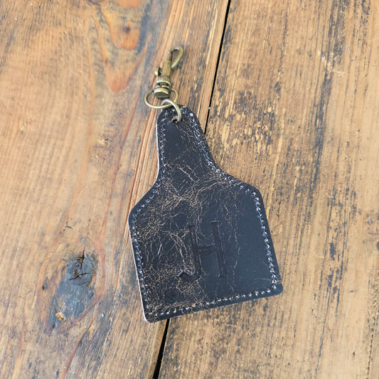 Ear Tag Charm (Black + Tan)