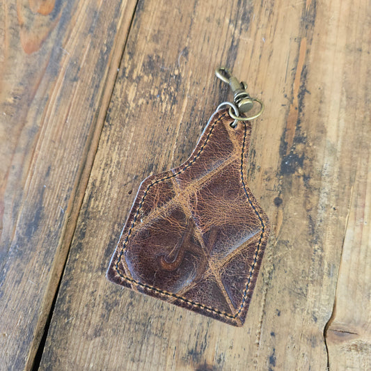 Ear Tag Charm (Quilted Caramel)