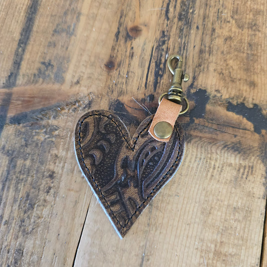 Heart Handbag Charm (Embossed Brown)