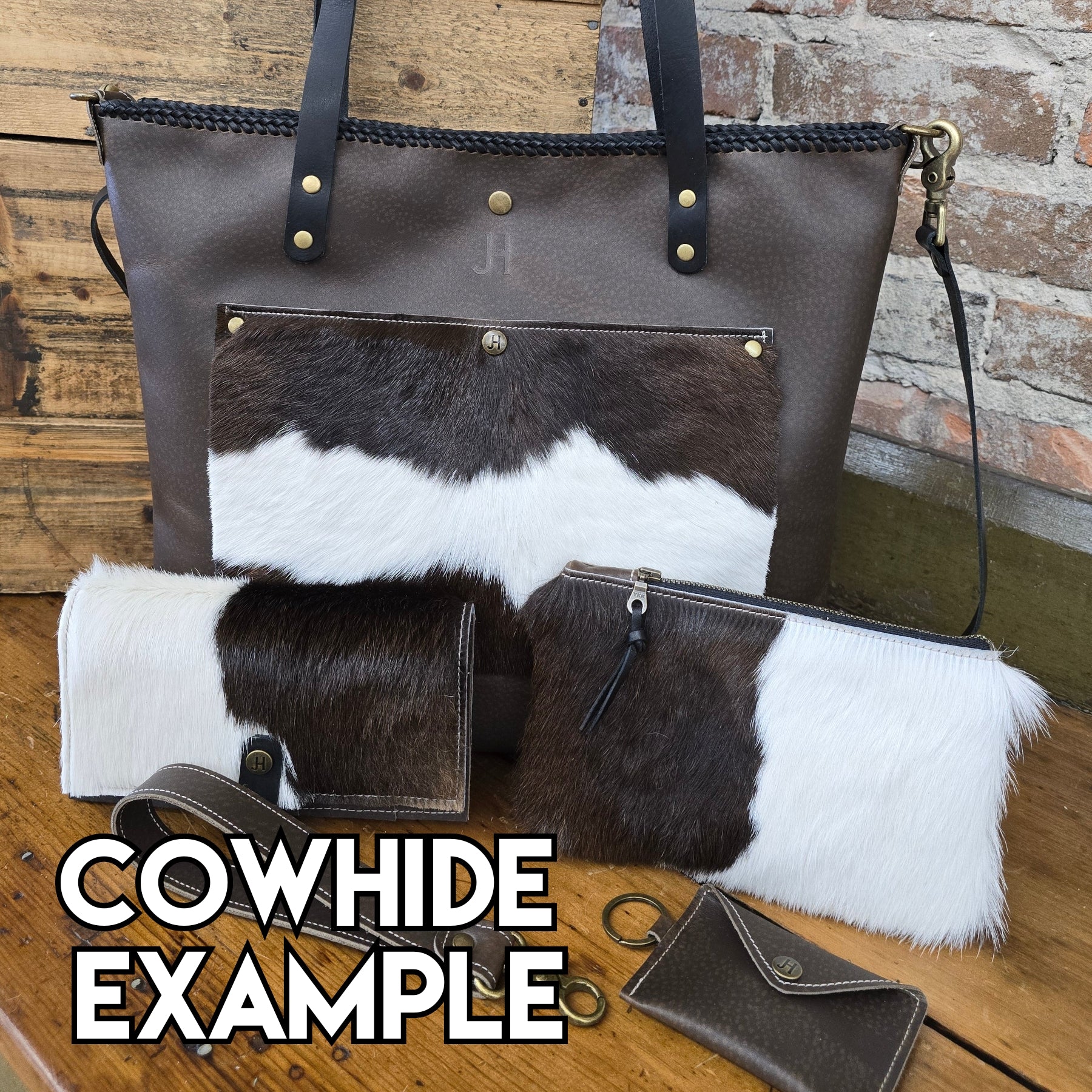 Custom Leather and Cowhide bag by Jill's Homestead