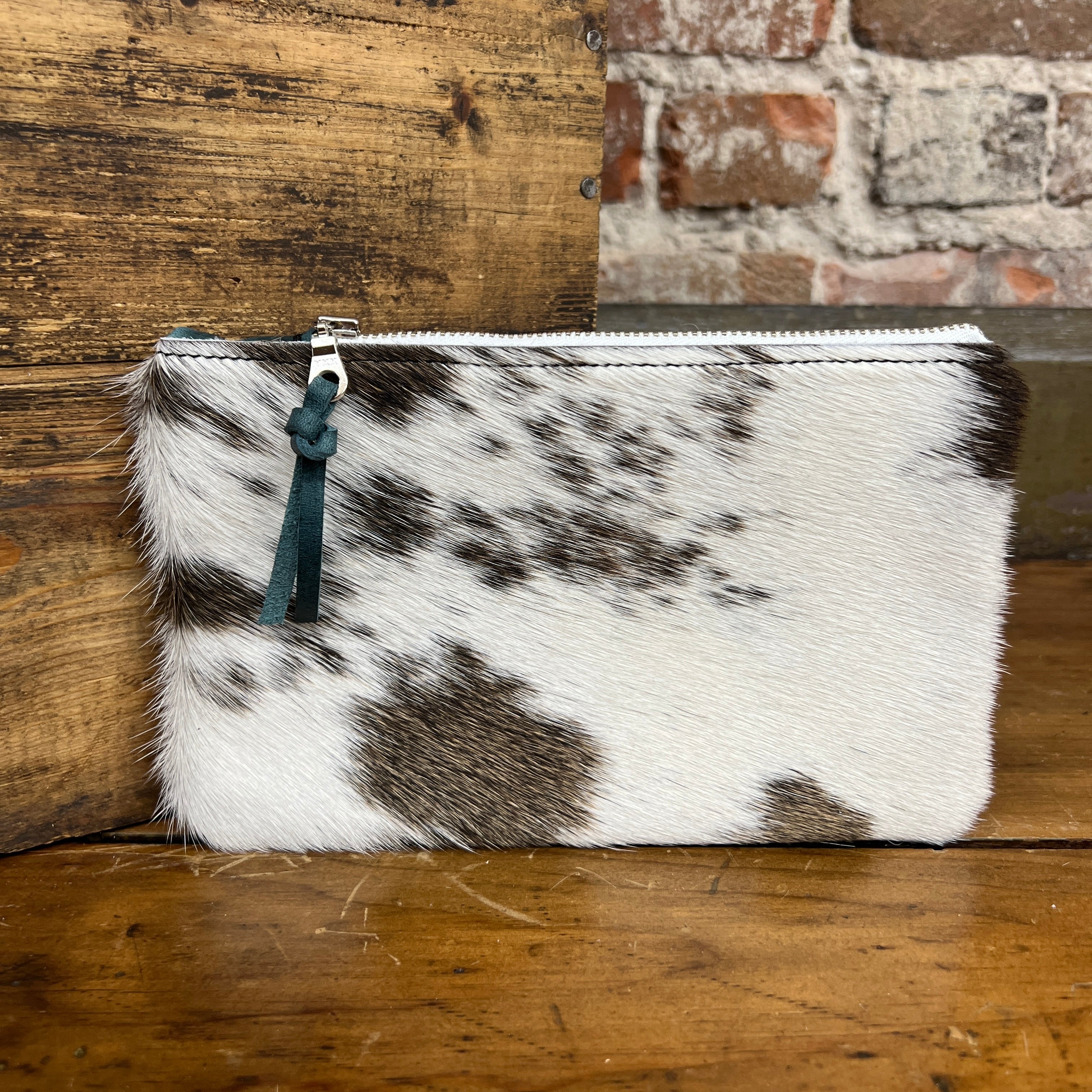 Small Purse organizer with cowhide/leather By Jill's Homestead - Teal