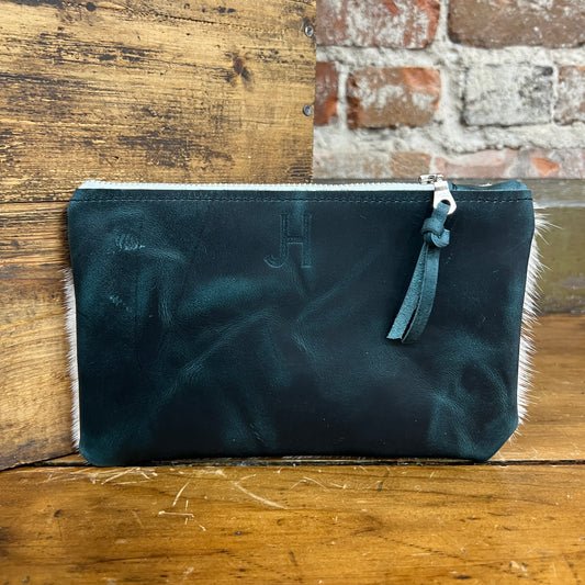 Small Cowhide Catchall (Dark Teal)
