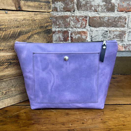 Cowhide Travel Makeup Bag (Lavender)