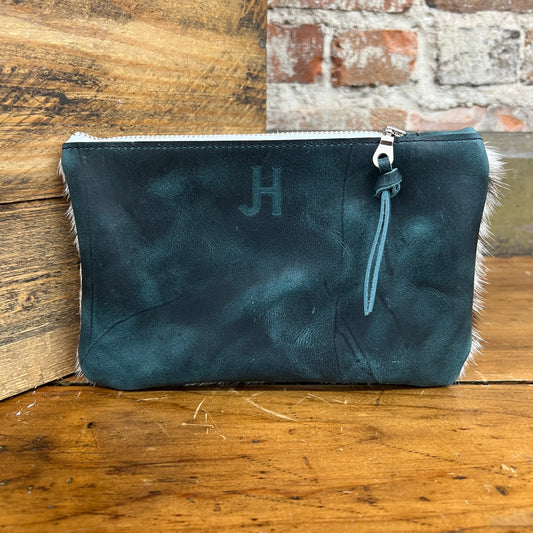 Small Cowhide Catchall (Dark Teal)