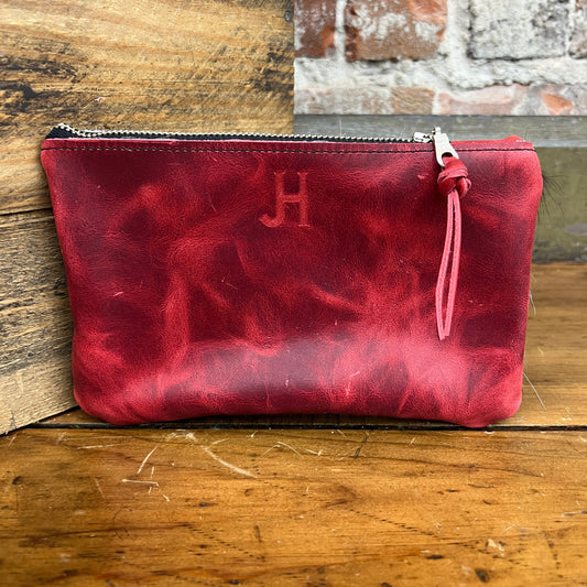 Small Cowhide Catchall (Charger Red)