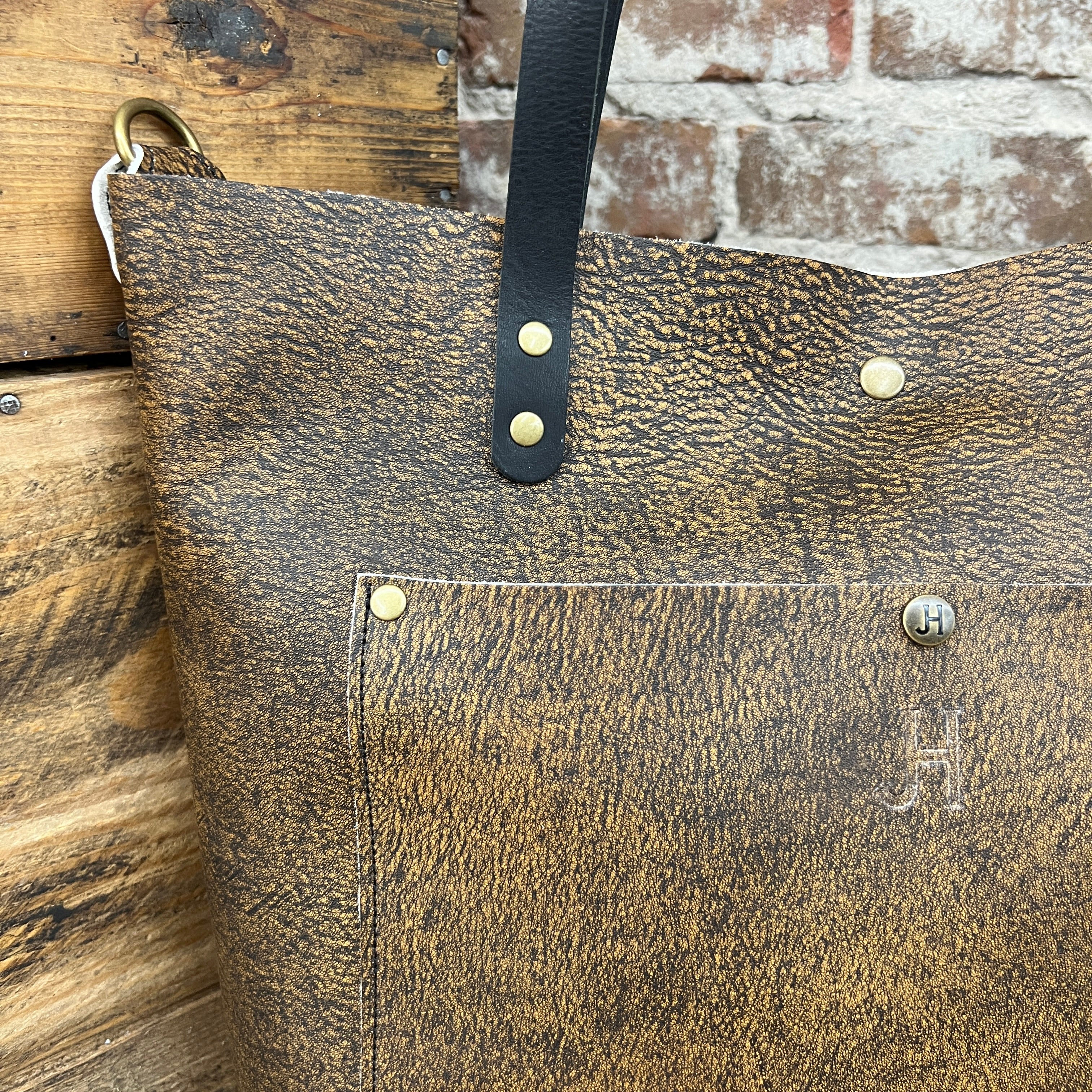 Large Leather Tote by Jill's Homestead in Dirty Whiskey