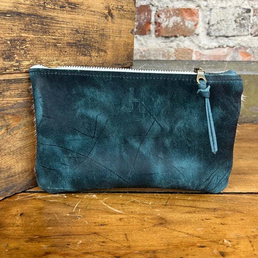 Small Cowhide Catchall (Dark Teal)