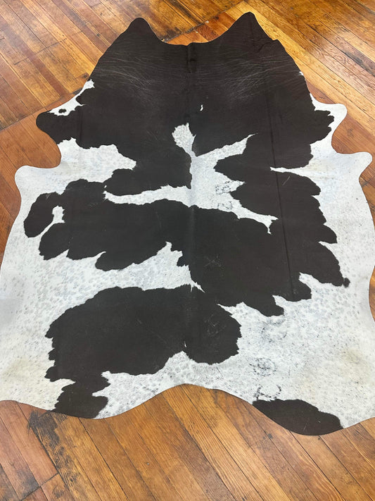 Cowhide Rug - Black and White w/Brands