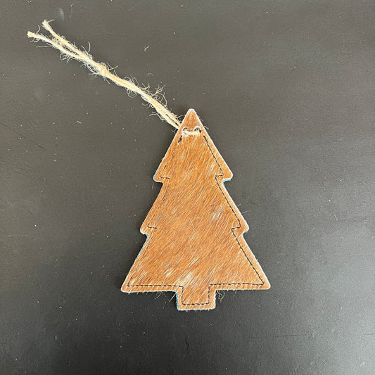 Cowhide Tree Hanging Tag/Ornament - Dark Teal