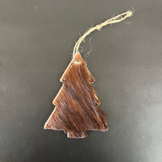 Cowhide Tree Hanging Tag/Ornament - Chestnut