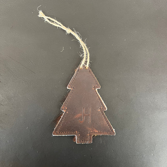 Cowhide Tree Hanging Tag/Ornament - Chestnut
