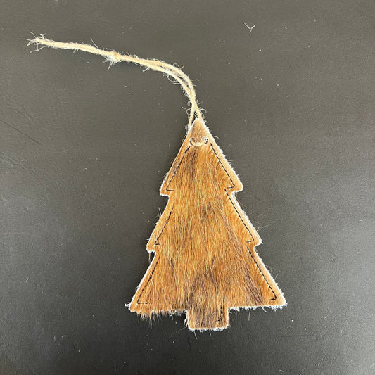 Cowhide Tree Hanging Tag/Ornament - Olive