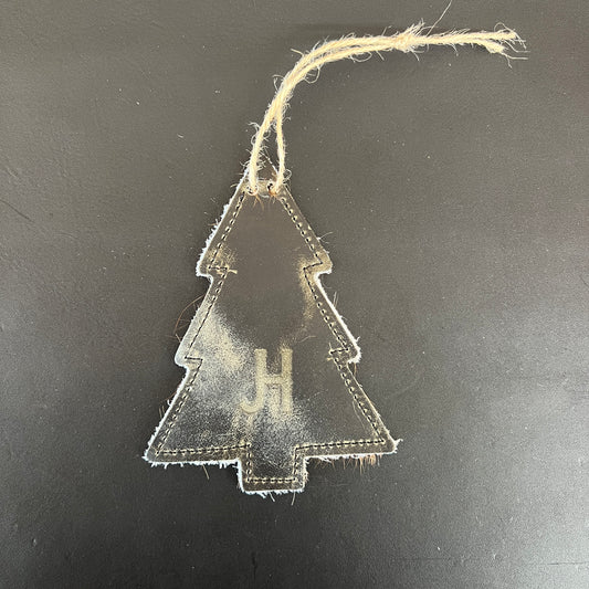 Cowhide Tree Hanging Tag/Ornament - Olive