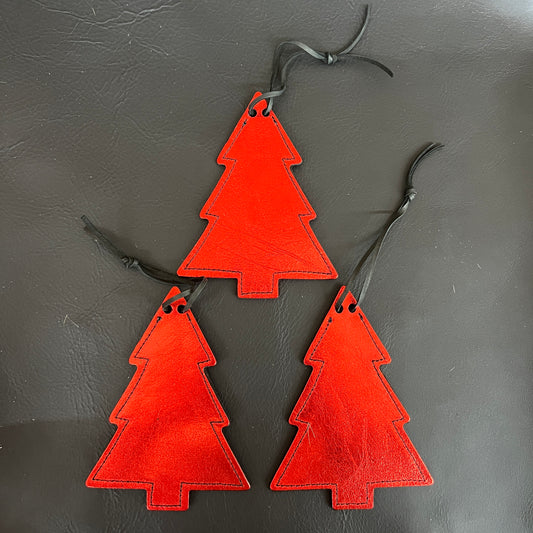 Christmas Ornaments - 3 Pc Set (Metallic Red)