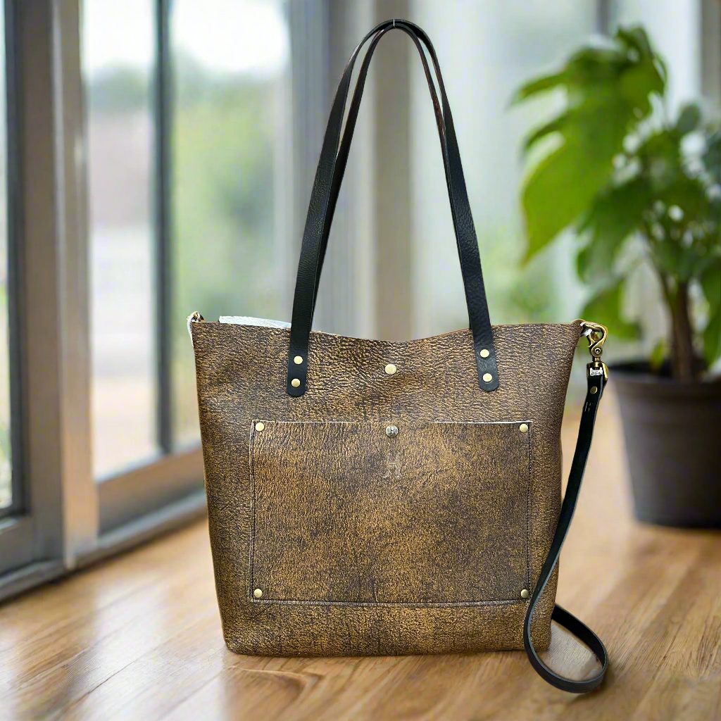Large Leather Tote by Jill's Homestead in Dirty Whiskey