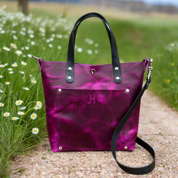 Shorty Tote - Jill's Homestead - Full Grain Leather - Magenta
