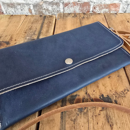 Carly Clutch  - Denim + Amaretto