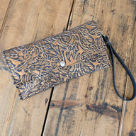 Carly Clutch - Gunmetal + Copper Roses - Jill's Homestead