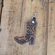 Cowhide Boot Charm (Brown Leaf Emboss) - Jill's Homestead