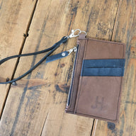 Cowhide Modesto Clutch (Rare Finds Brown + Blue) - Jill's Homestead