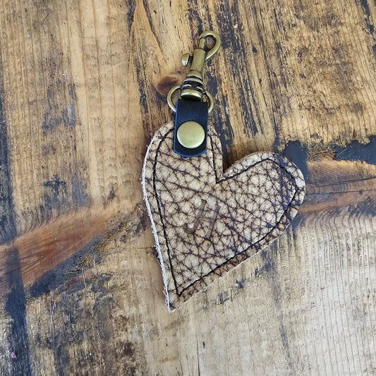 Heart Handbag Charm - Bison Buffed Tan