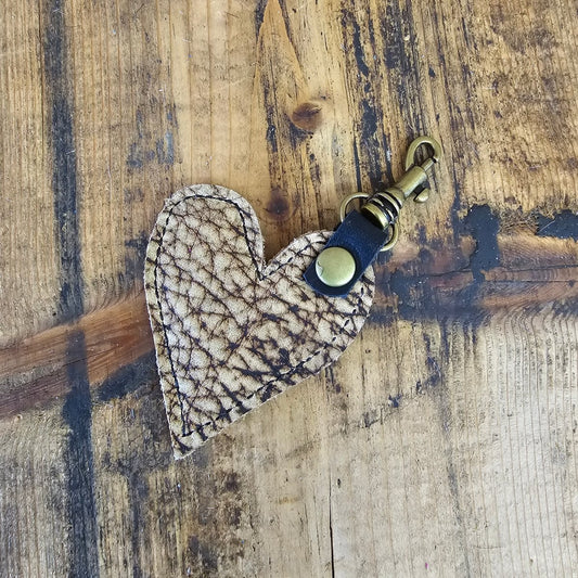 Heart Handbag Charm - Bison Buffed Tan