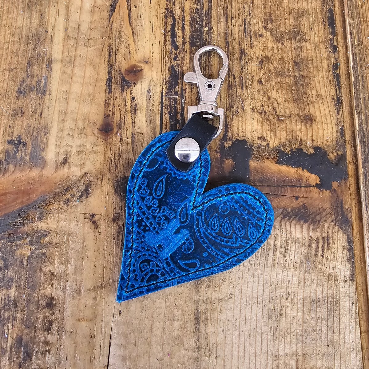Heart Handbag Charm - Blue Lagoon Emboss - Jill's Homestead