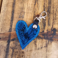 Heart Handbag Charm - Blue Lagoon Emboss - Jill's Homestead