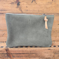 Medium Cowhide Catchall (Olive Suede) - Jill's Homestead