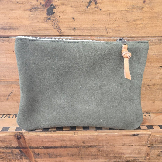 Medium Cowhide Catchall (Olive Suede)