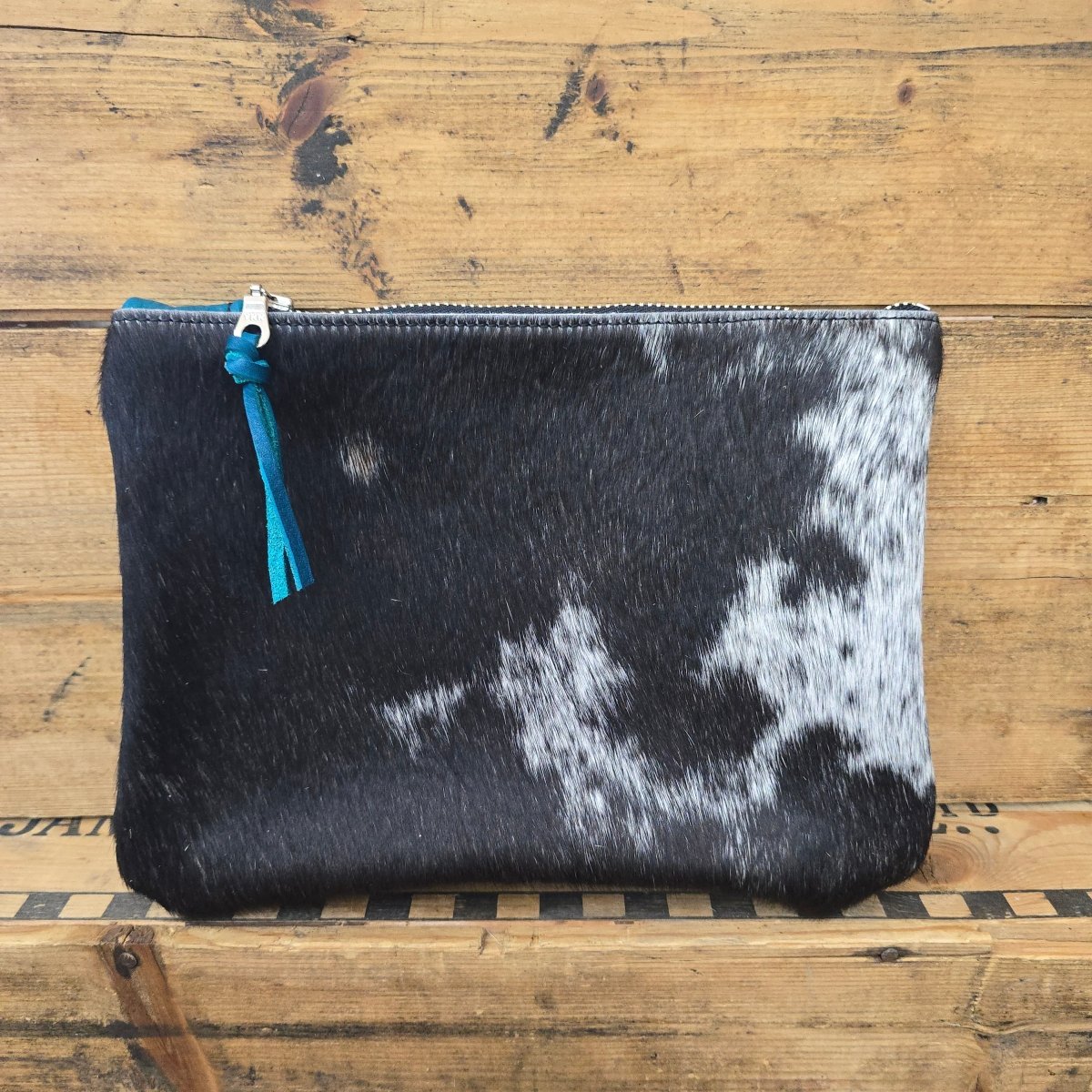 Medium Cowhide Catchall (Turquoise) - Jill's Homestead