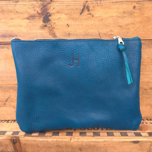 Medium Cowhide Catchall (Turquoise)